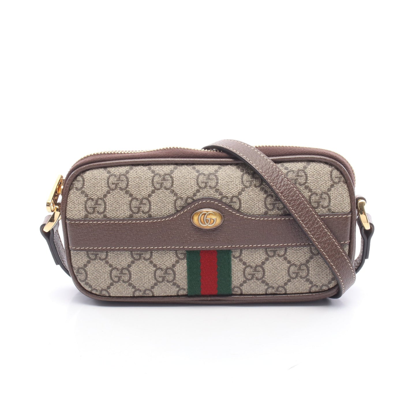 オフィディア GGスプリーム シェリーライン ショルダーバッグ PVC レザー ベージュ ダークブラウン グッチ バッグ GUCCI