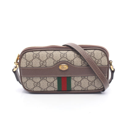 オフィディア GGスプリーム シェリーライン ショルダーバッグ PVC レザー ベージュ ダークブラウン グッチ バッグ GUCCI