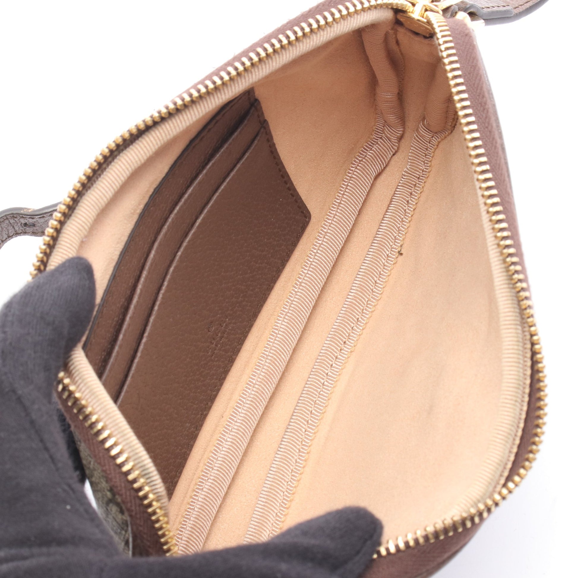オフィディア GGスプリーム シェリーライン ショルダーバッグ PVC レザー ベージュ ダークブラウン グッチ バッグ GUCCI
