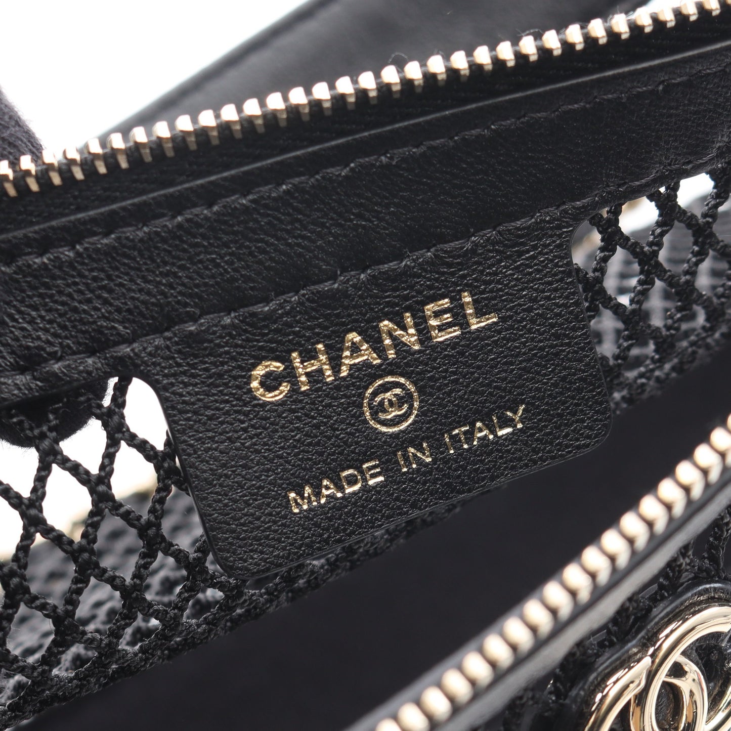 ココマーク ポーチ付き 2WAY ハンドバッグ メッシュ ラムスキン ブラック ゴールド金具 シャネル バッグ CHANEL