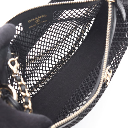 ココマーク ポーチ付き 2WAY ハンドバッグ メッシュ ラムスキン ブラック ゴールド金具 シャネル バッグ CHANEL