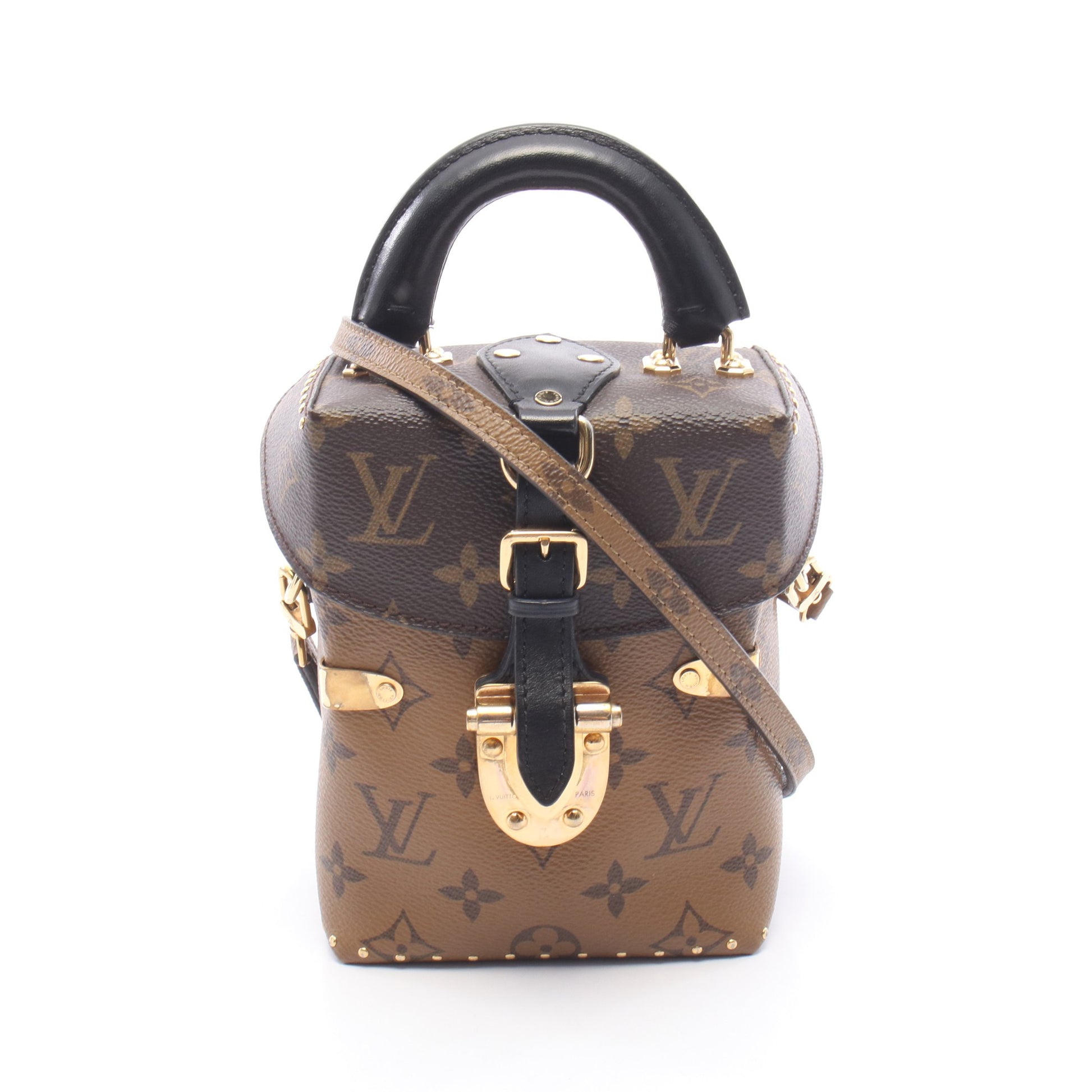 カメラボックス モノグラムリバース 2WAY ハンドバッグ PVC レザー ブラウン ダークブラウン ブラック ルイヴィトン バッグ LOUIS VUITTON