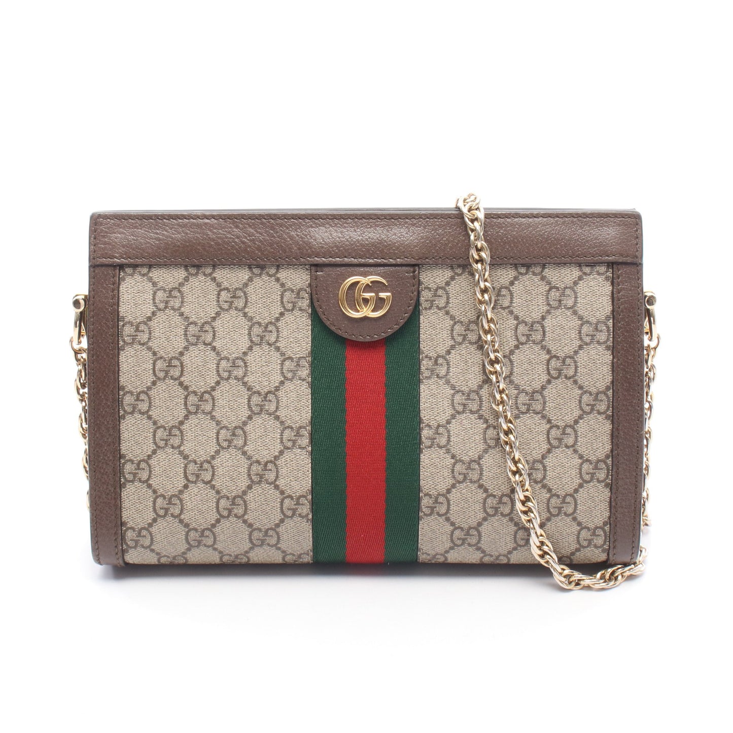 オフィディア スモール GGスプリーム チェーンショルダーバッグ PVC レザー ベージュ ダークブラウン マルチカラー グッチ バッグ GUCCI
