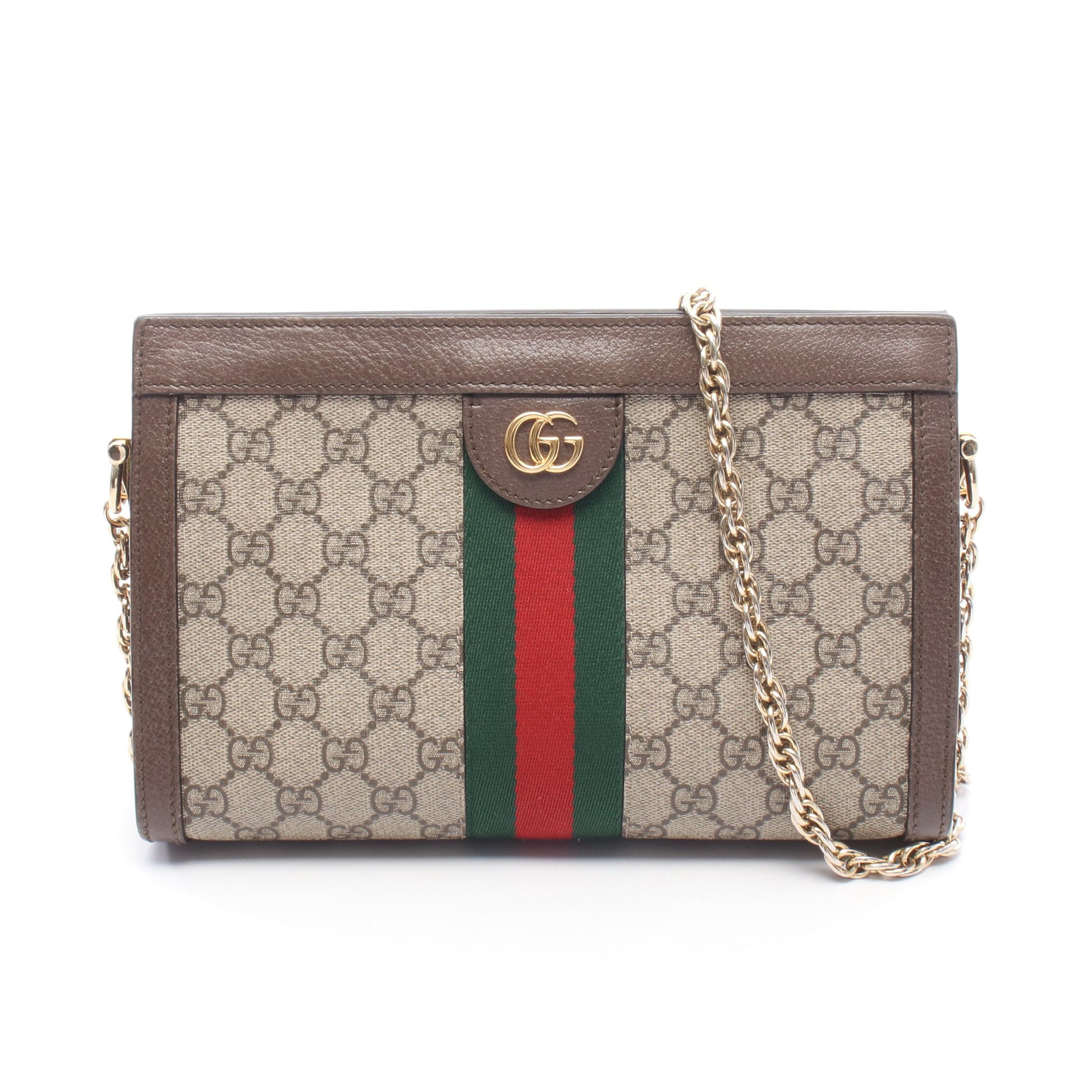 オフィディア スモール GGスプリーム チェーンショルダーバッグ PVC レザー ベージュ ダークブラウン マルチカラー グッチ バッグ GUCCI