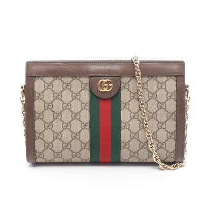 オフィディア スモール GGスプリーム チェーンショルダーバッグ PVC レザー ベージュ ダークブラウン マルチカラー グッチ バッグ GUCCI