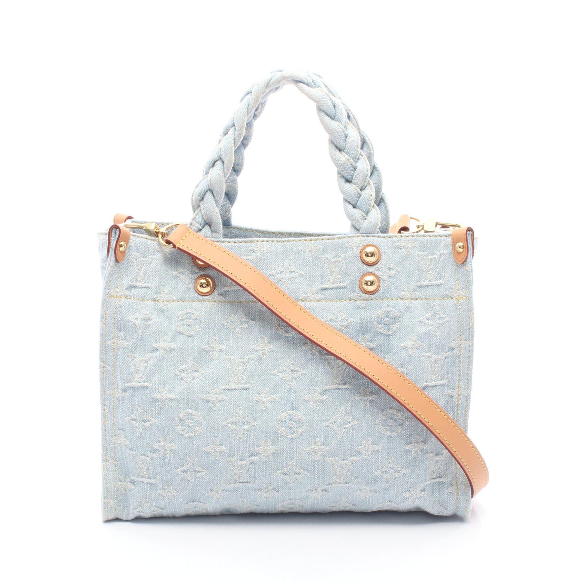 レットゴー モノグラムデニム 2WAY ハンドバッグ デニム レザー ライトブルー ルイヴィトン バッグ LOUIS VUITTON