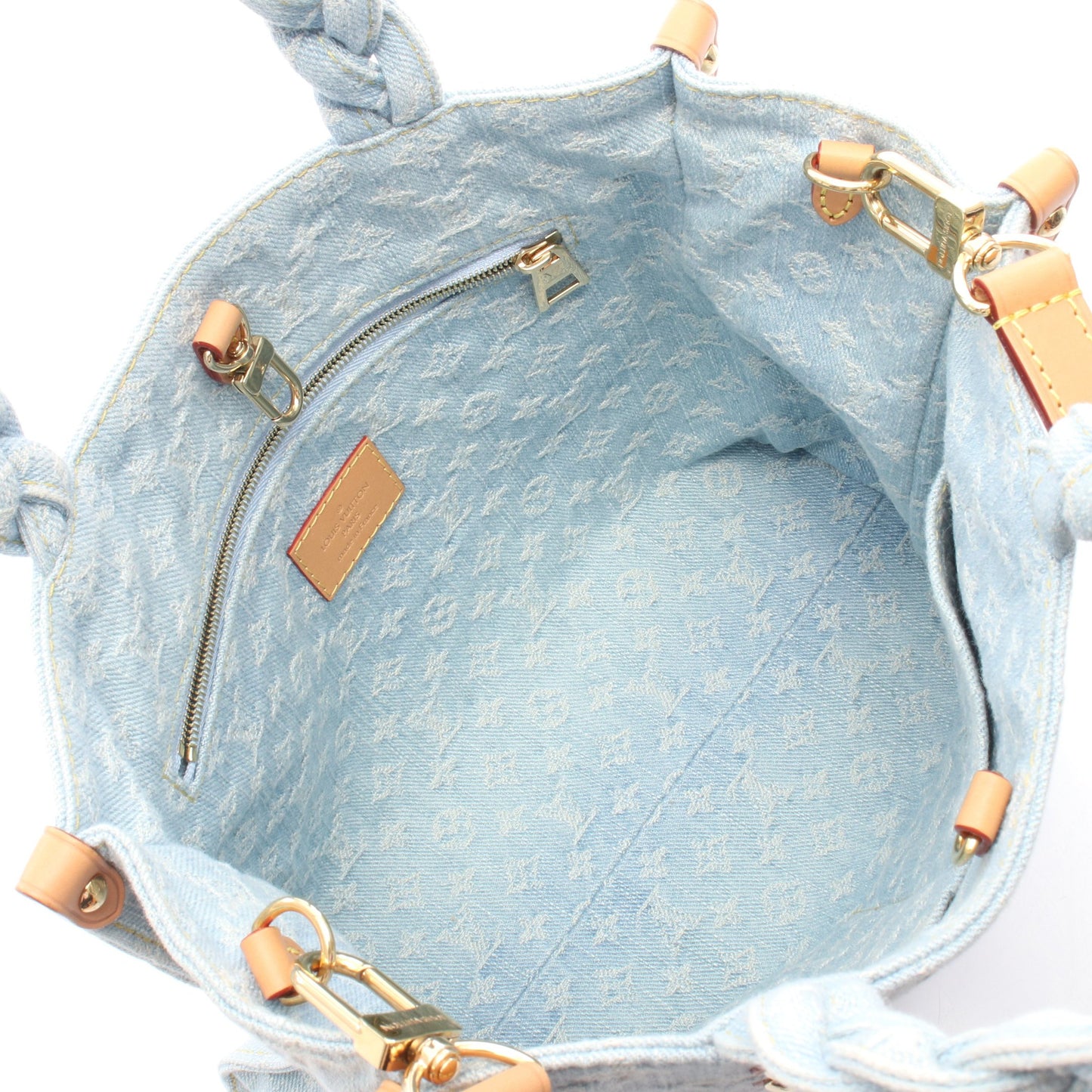 レットゴー モノグラムデニム 2WAY ハンドバッグ デニム レザー ライトブルー ルイヴィトン バッグ LOUIS VUITTON