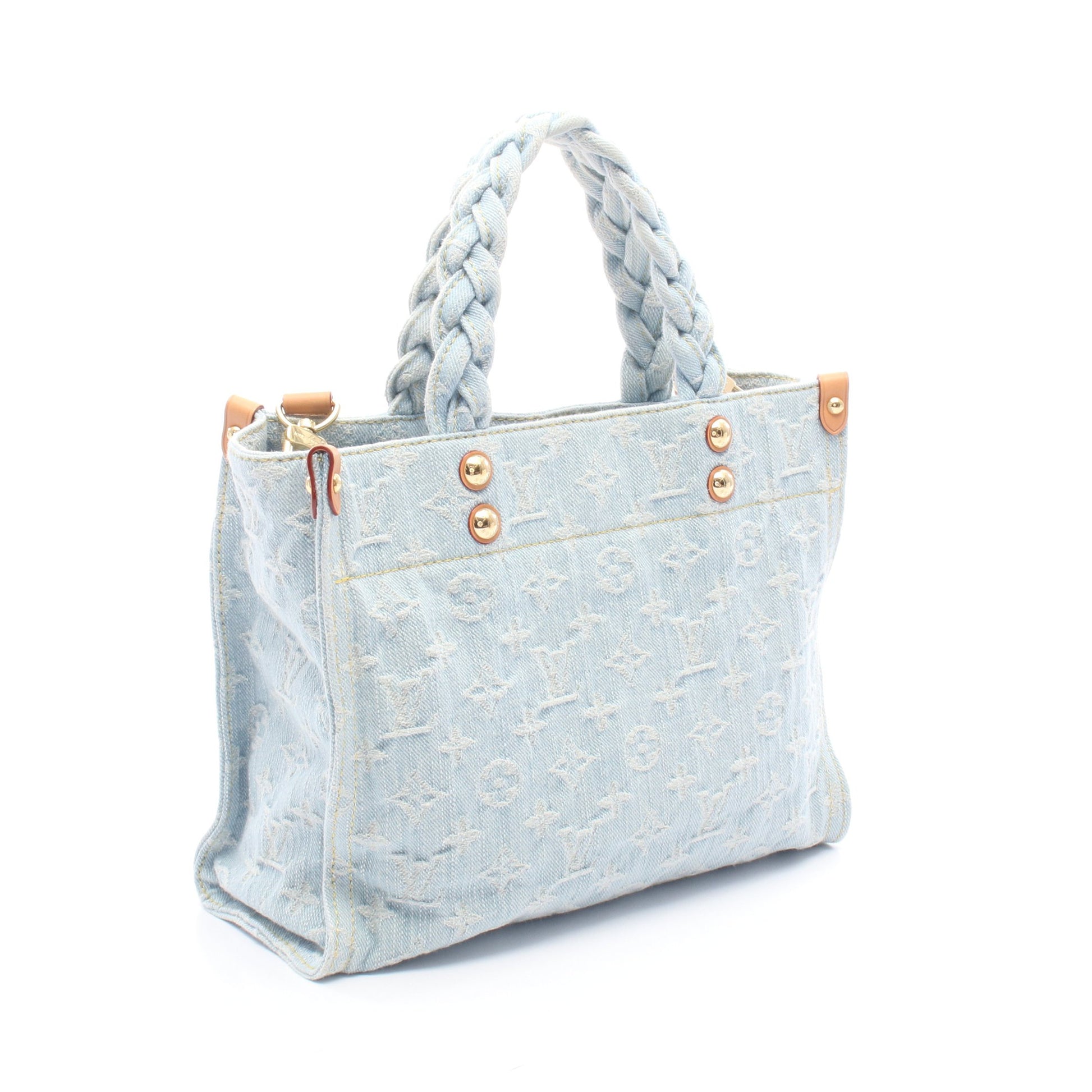 レットゴー モノグラムデニム 2WAY ハンドバッグ デニム レザー ライトブルー ルイヴィトン バッグ LOUIS VUITTON