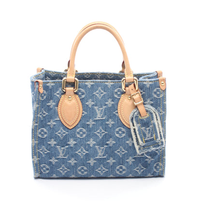 オンザゴーPM モノグラムデニム ハンドバッグ デニム レザー ブルー ルイヴィトン バッグ LOUIS VUITTON