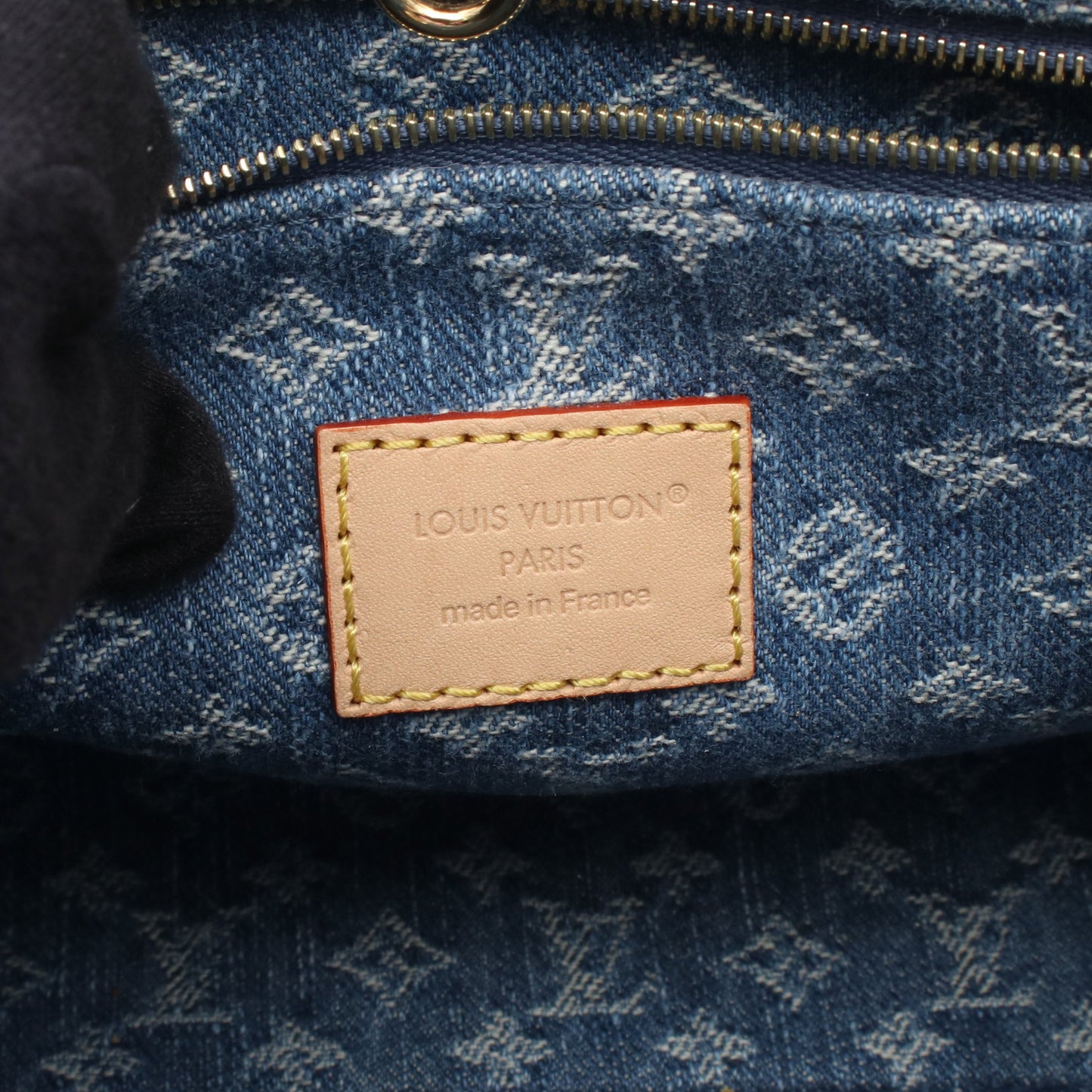 オンザゴーPM モノグラムデニム ハンドバッグ デニム レザー ブルー ルイヴィトン バッグ LOUIS VUITTON