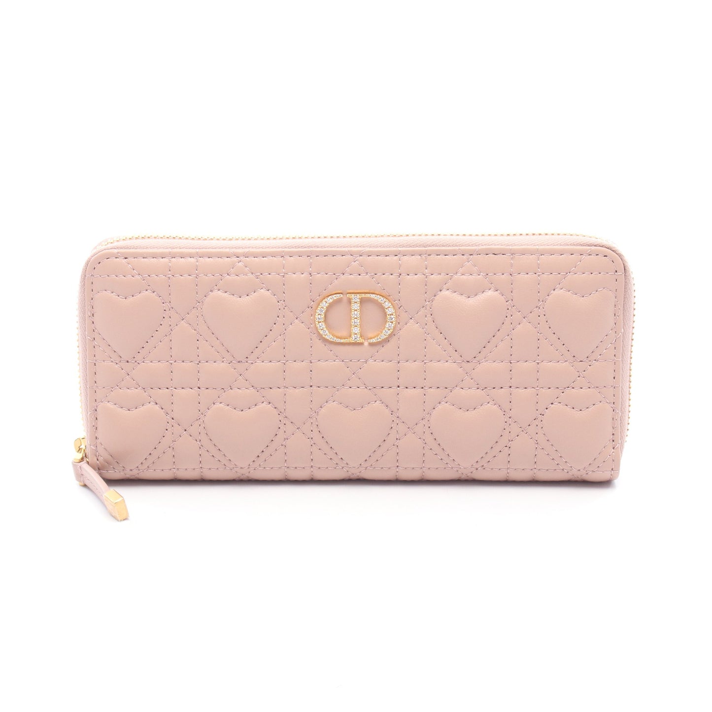 MISS CARO VOYAGEUR ハートカナージュ ラウンドファスナー長財布 ラムスキン ピンク クリスチャンディオール 財布・小物 Christian Dior