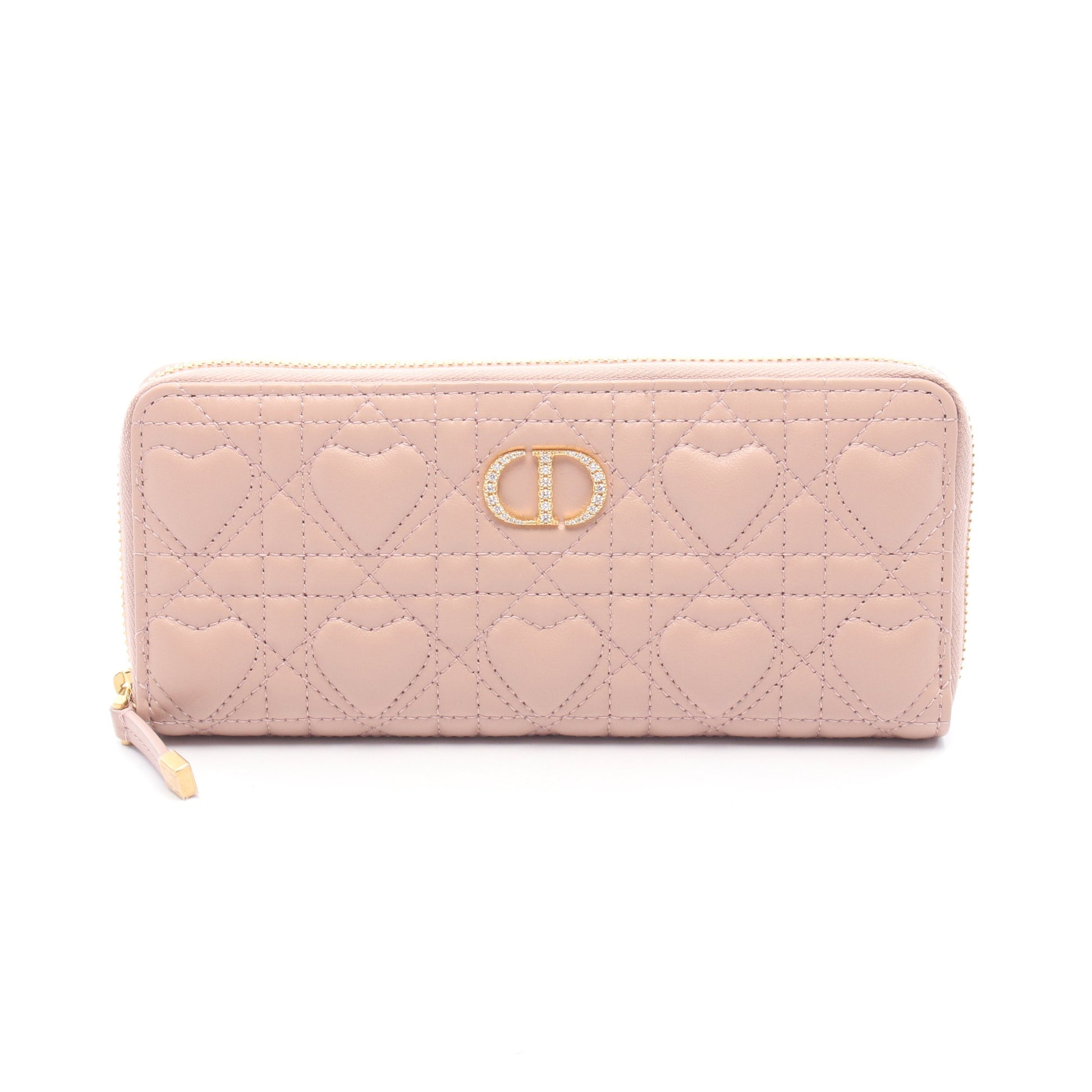 MISS CARO VOYAGEUR ハートカナージュ ラウンドファスナー長財布 ラムスキン ピンク クリスチャンディオール 財布・小物 Christian Dior