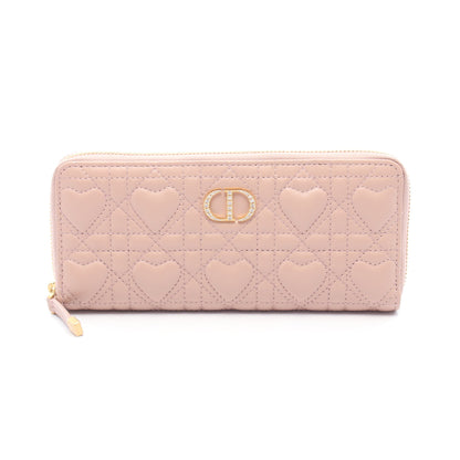 MISS CARO VOYAGEUR ハートカナージュ ラウンドファスナー長財布 ラムスキン ピンク クリスチャンディオール 財布・小物 Christian Dior