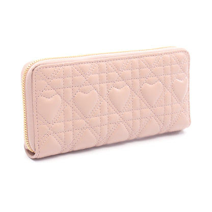 MISS CARO VOYAGEUR ハートカナージュ ラウンドファスナー長財布 ラムスキン ピンク クリスチャンディオール 財布・小物 Christian Dior
