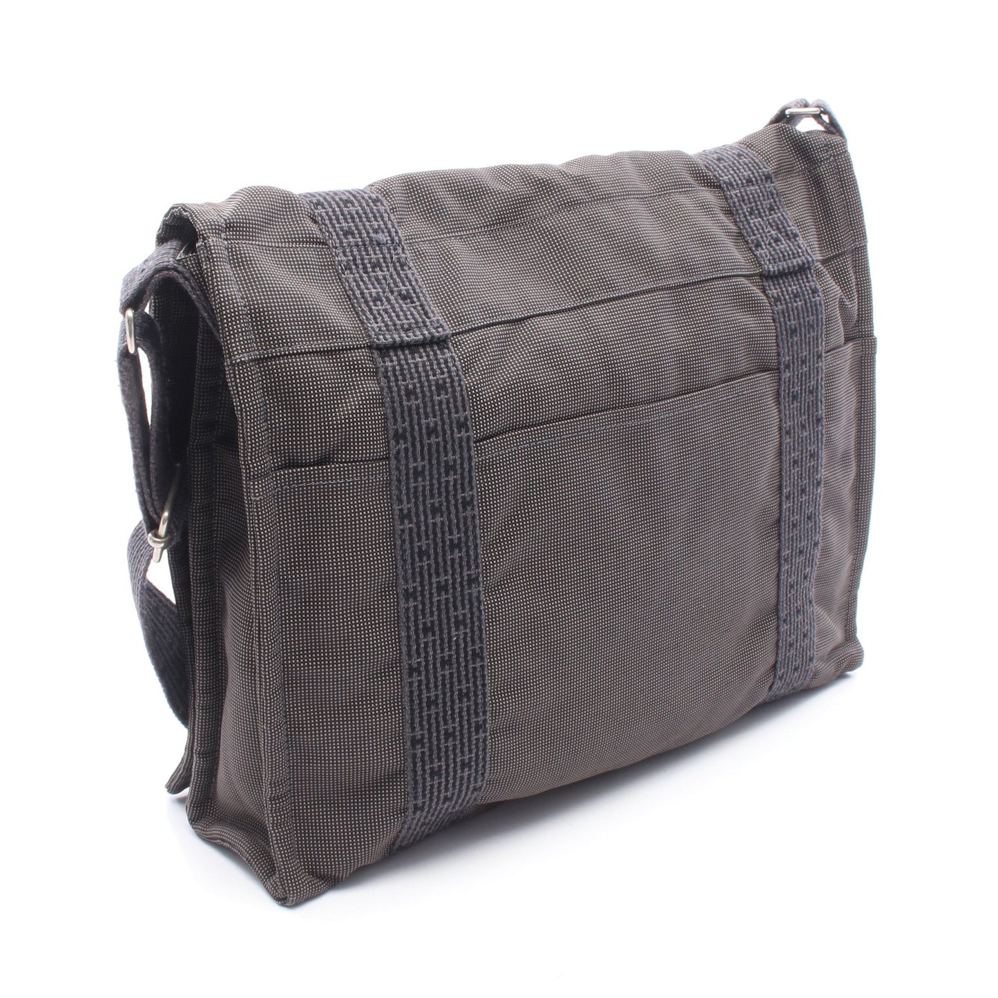 エールライン バサスMM ショルダーバッグ キャンバス グレー シルバー金具 エルメス バッグ HERMES