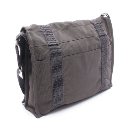 エールライン バサスMM ショルダーバッグ キャンバス グレー シルバー金具 エルメス バッグ HERMES