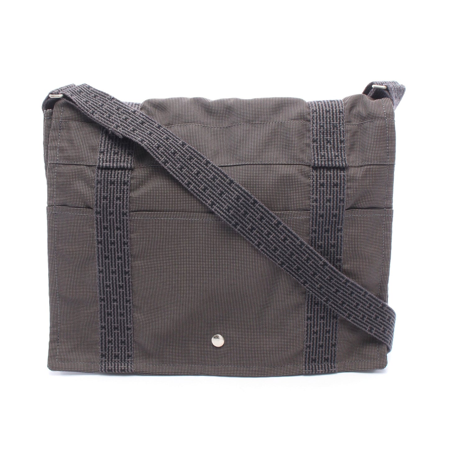 エールライン バサスMM ショルダーバッグ キャンバス グレー シルバー金具 エルメス バッグ HERMES
