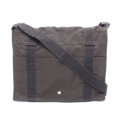 エールライン バサスMM ショルダーバッグ キャンバス グレー シルバー金具 エルメス バッグ HERMES
