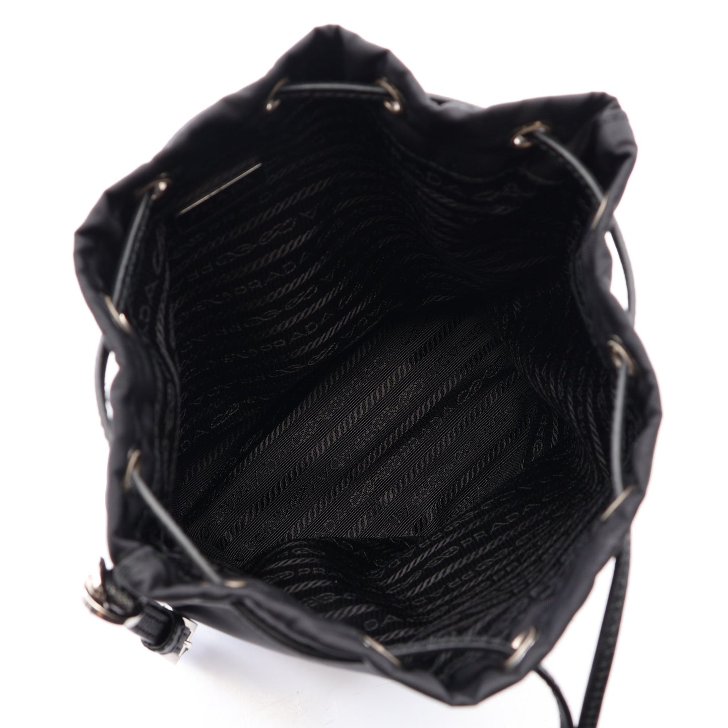 Re-Nylon ポーチ ナイロン サフィアーノレザー ブラック プラダ