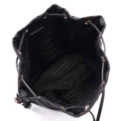 Re-Nylon ポーチ ナイロン サフィアーノレザー ブラック プラダ
