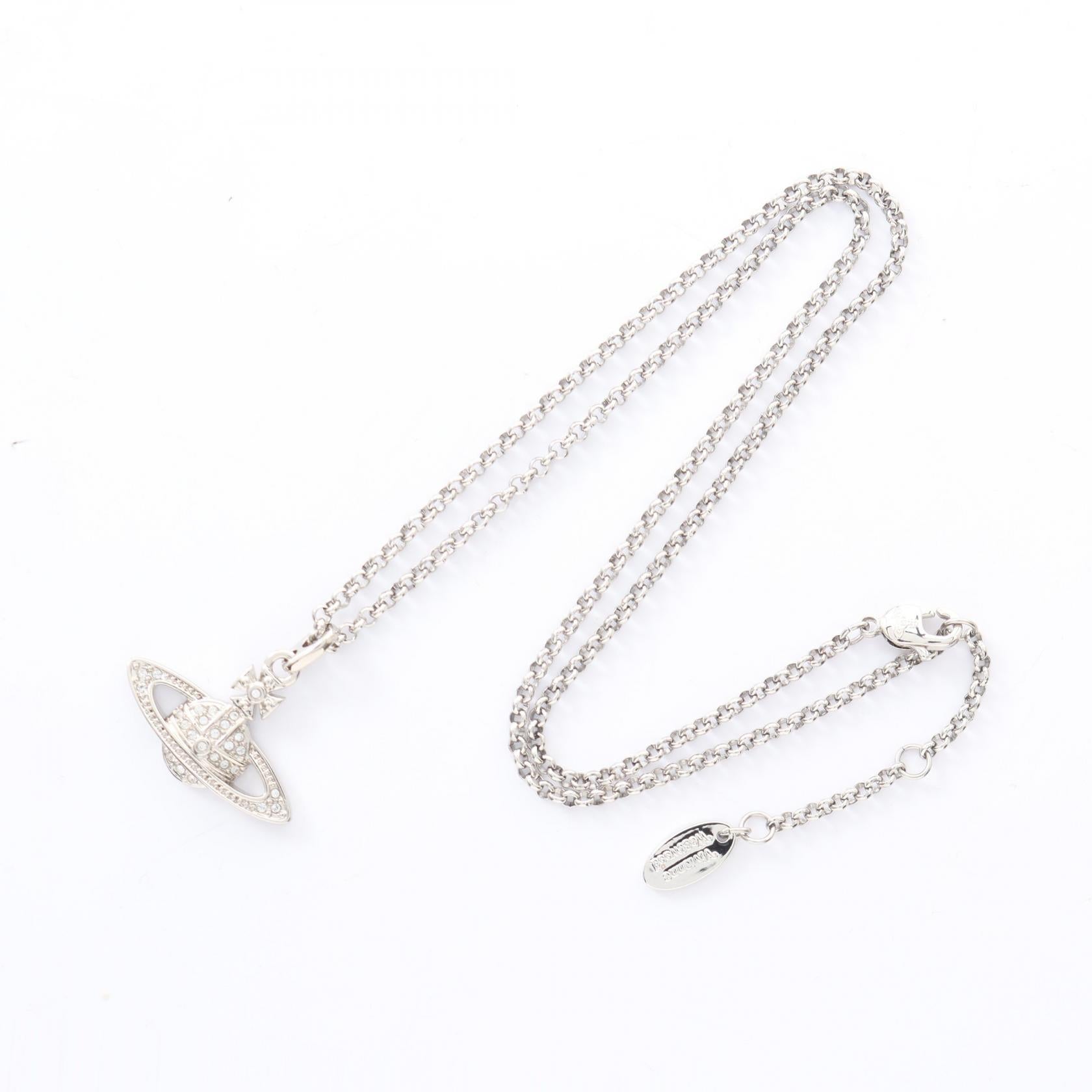 ミニ バス レリーフ ネックレス ステンレススチール ラインストーン シルバー クリア ヴィヴィアンウエストウッド アクセサリー Vivienne Westwood
