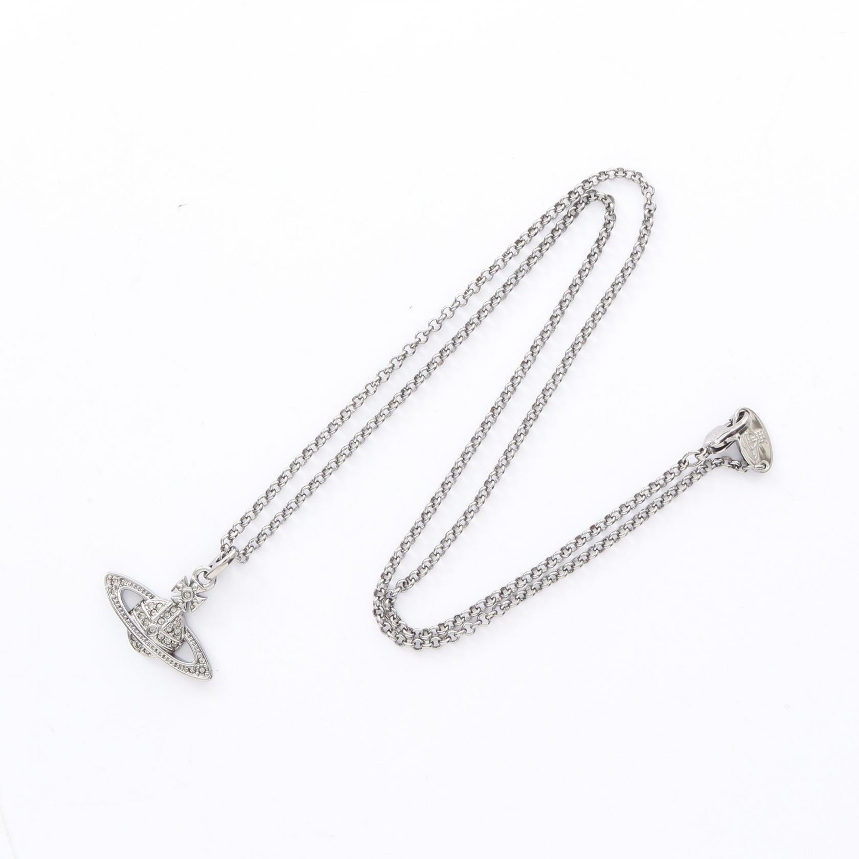 ミニ バス レリーフ オーブ ネックレス ステンレススチール ラインストーン シルバー クリア ヴィヴィアンウエストウッド アクセサリー Vivienne Westwood