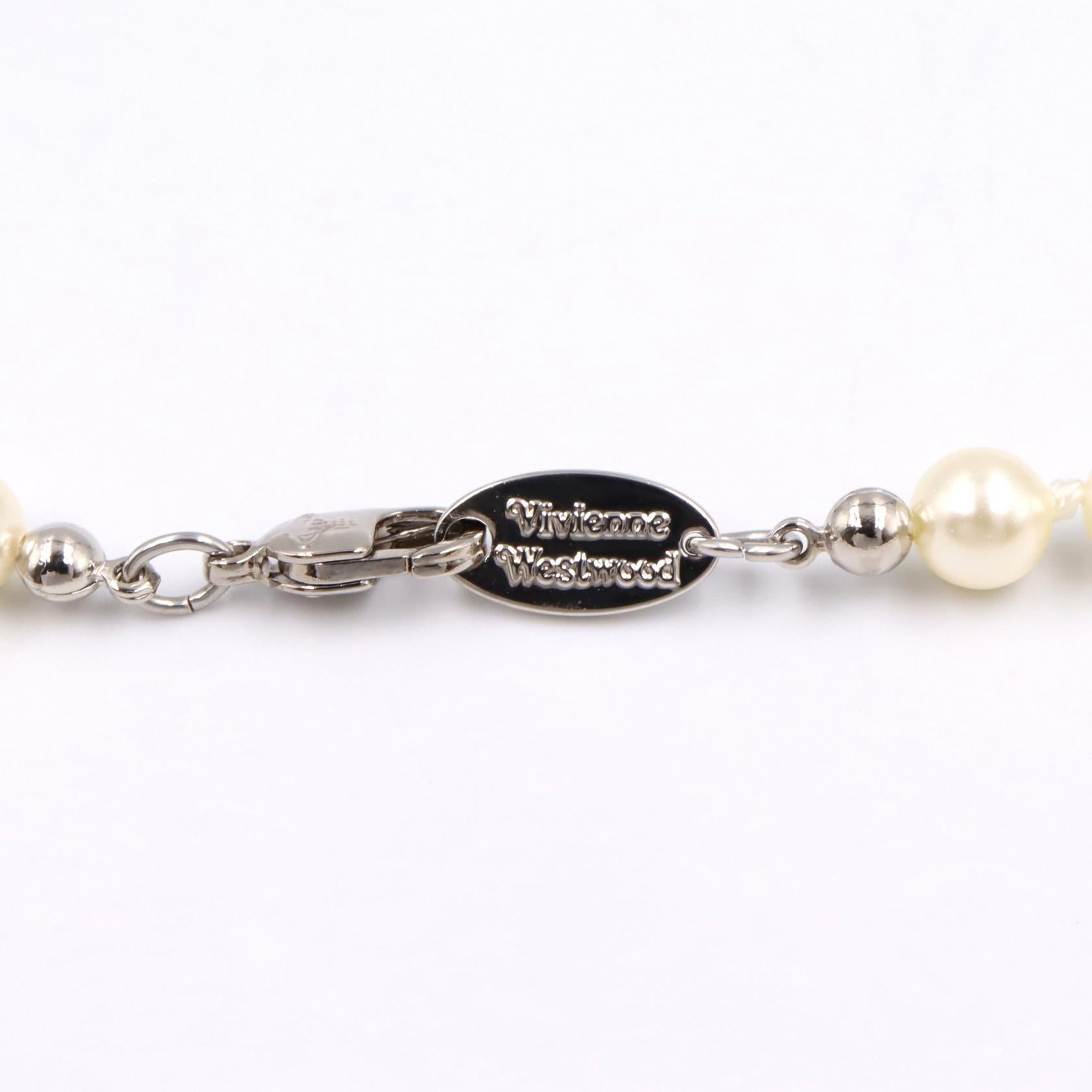 MINI BAS RELIEF PEARL ネックレス ステンレススチール ラインストーン フェイクパール シルバー ホワイト ヴィヴィアンウエストウッド アクセサリー Vivienne Westwood