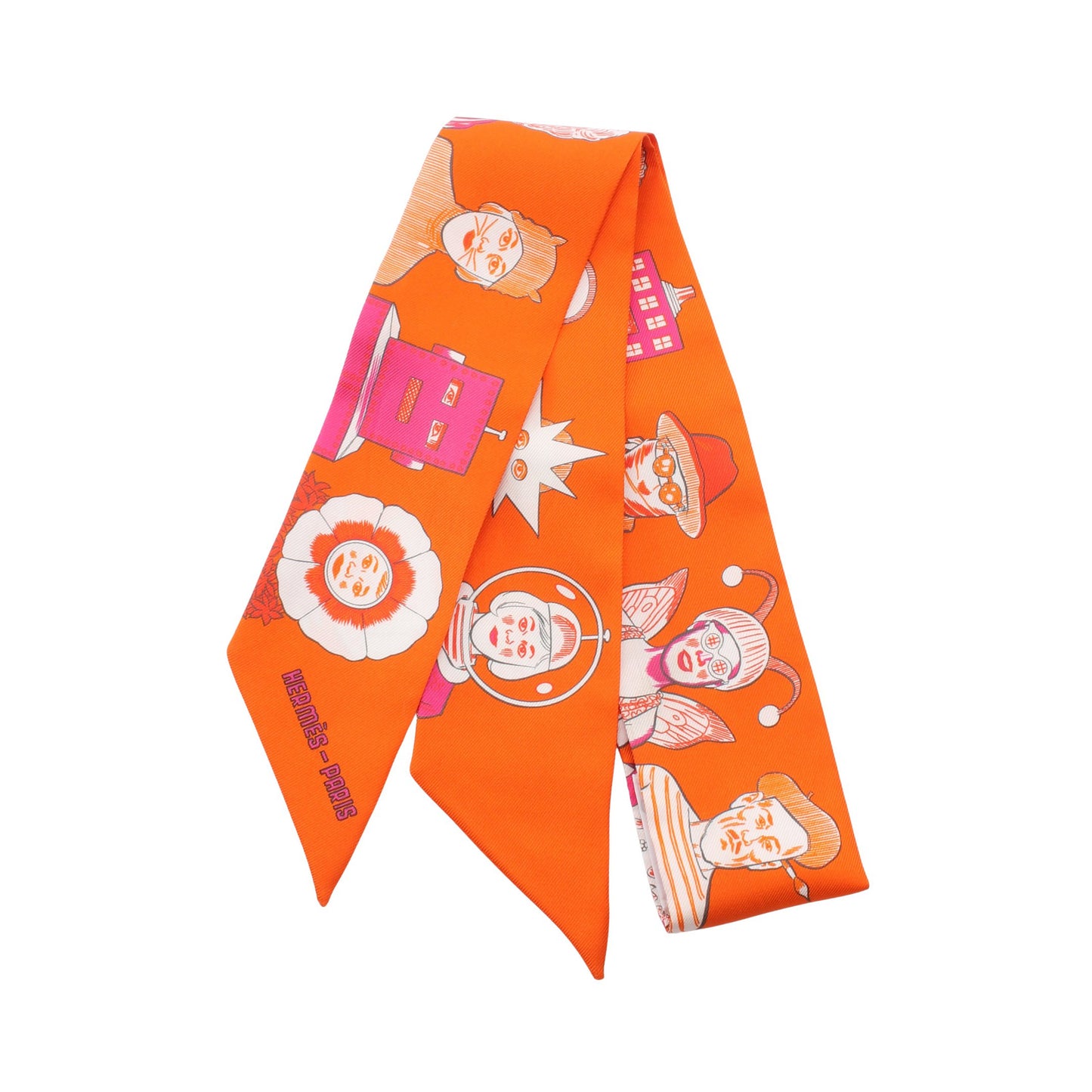 ツイリー DRESS CODE リボン スカーフ シルク オレンジ ピンクパープル エルメス 財布・小物 HERMES
