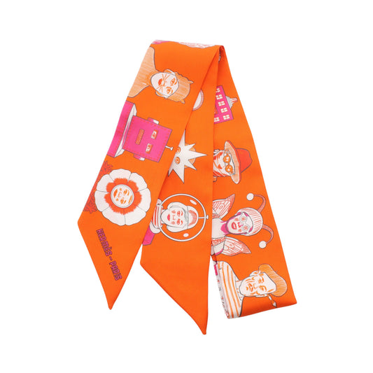 ツイリー DRESS CODE リボン スカーフ シルク オレンジ ピンクパープル エルメス 財布・小物 HERMES