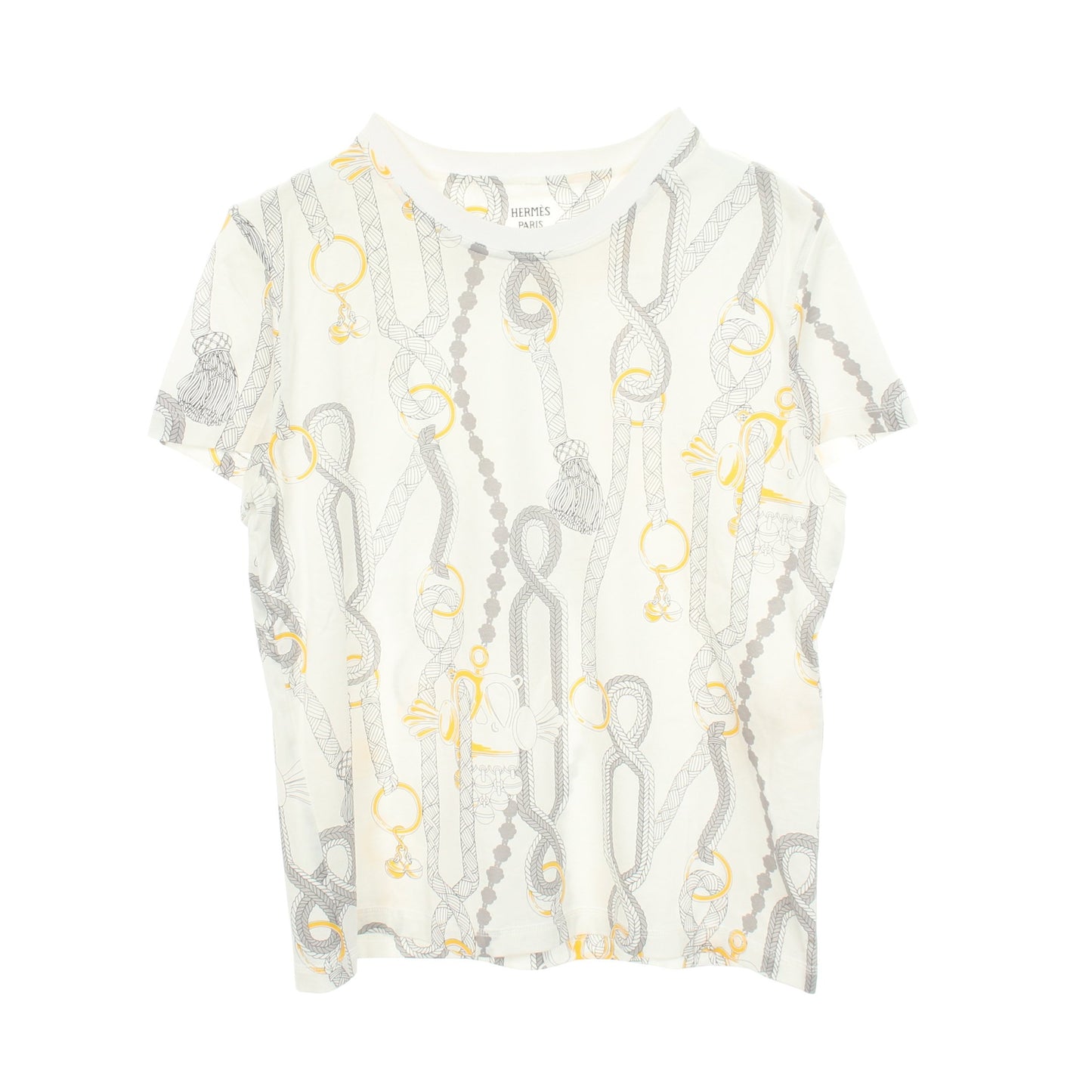 パルフロワリミックス 半袖Tシャツ コットン ホワイト グレー イエロー エルメス