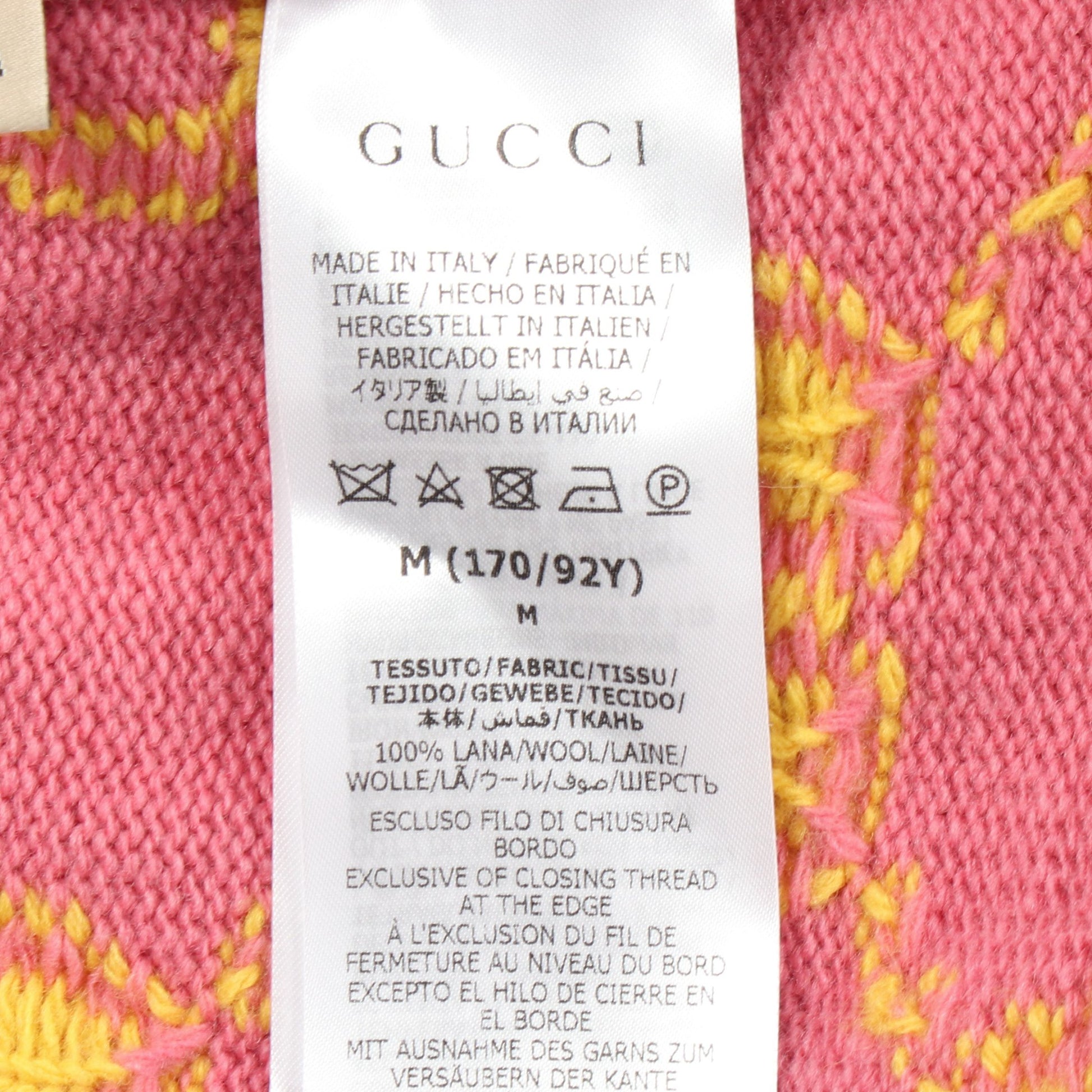 GGジャガード ニットワンピース ウール ピンク イエロー グッチ ワンピース GUCCI