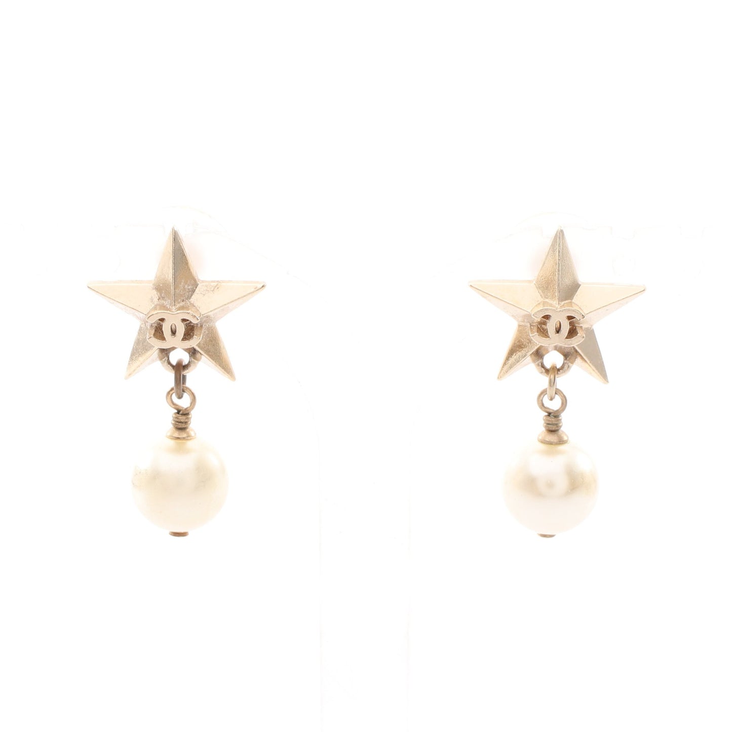 ココマーク スター ピアス GP フェイクパール ゴールド オフホワイト A17C シャネル アクセサリー CHANEL
