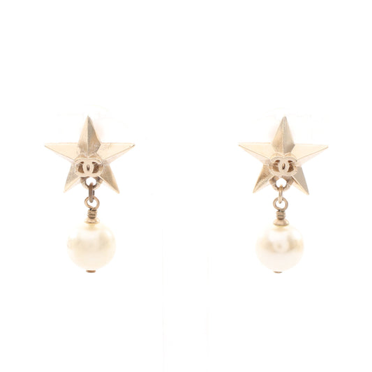 ココマーク スター ピアス GP フェイクパール ゴールド オフホワイト A17C シャネル アクセサリー CHANEL
