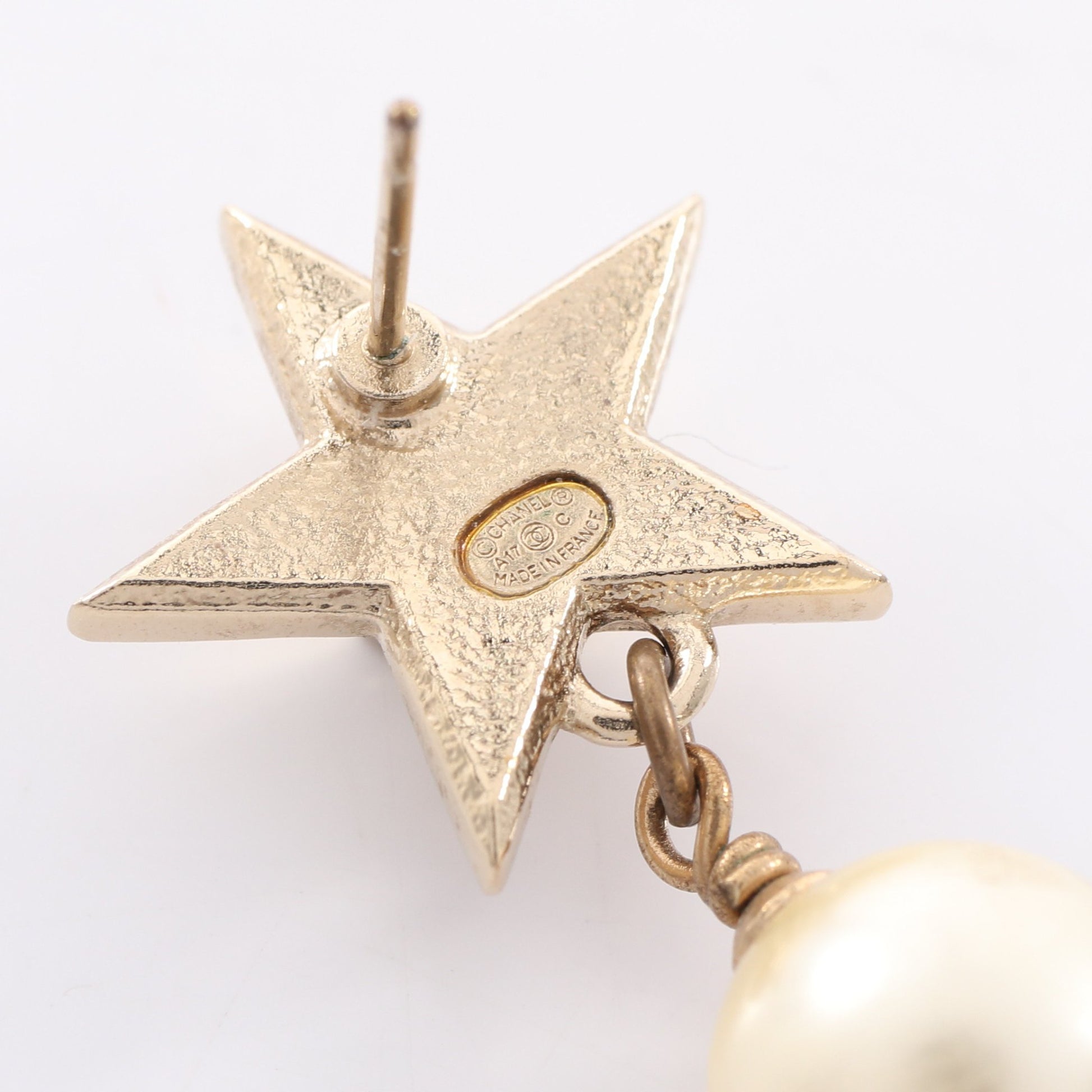 ココマーク スター ピアス GP フェイクパール ゴールド オフホワイト A17C シャネル アクセサリー CHANEL