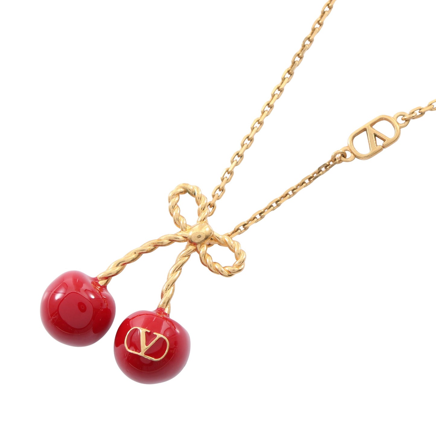 Vロゴ チェリー ネックレス GP ゴールド レッド ヴァレンティノガラヴァーニ アクセサリー VALENTINO GARAVANI