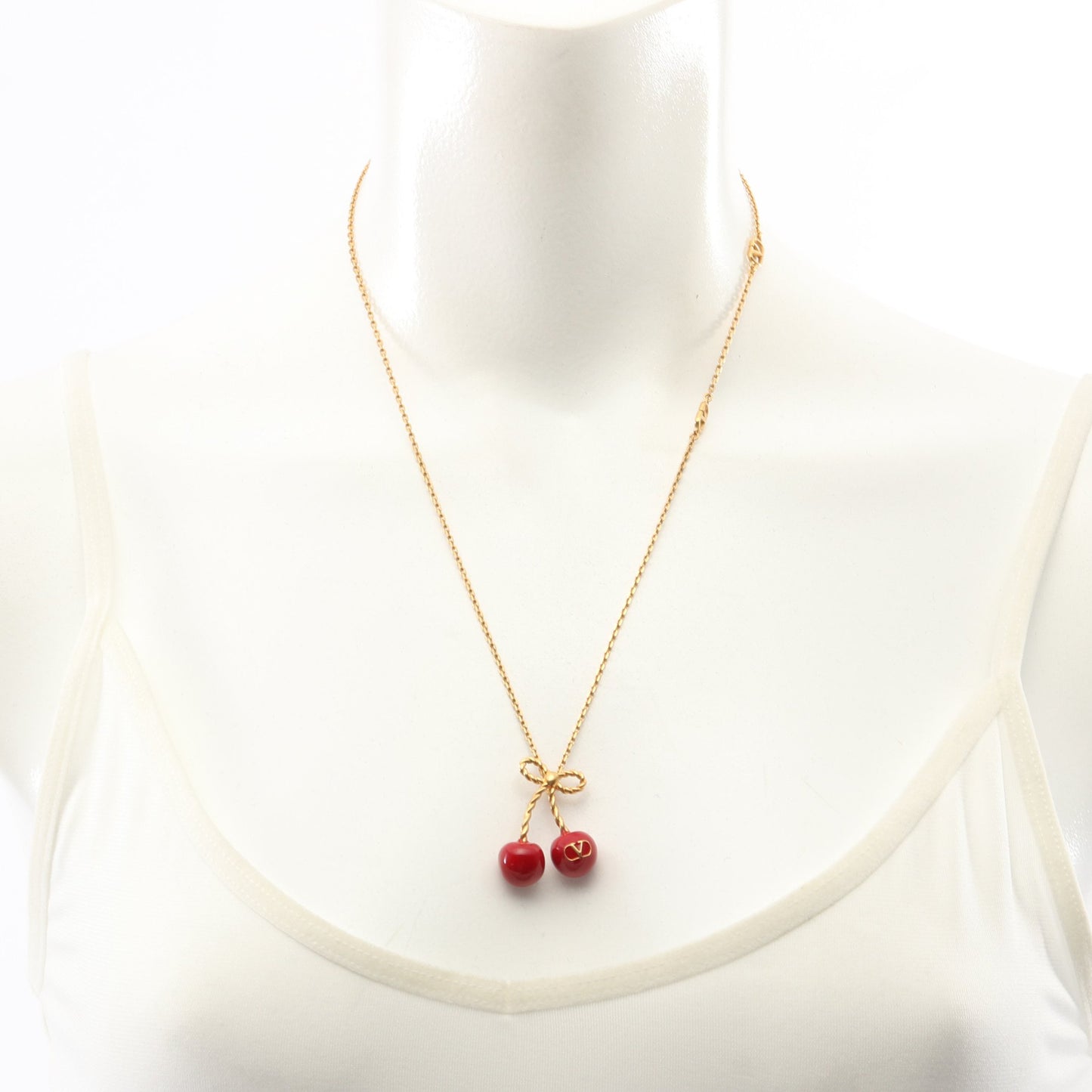Vロゴ チェリー ネックレス GP ゴールド レッド ヴァレンティノガラヴァーニ アクセサリー VALENTINO GARAVANI