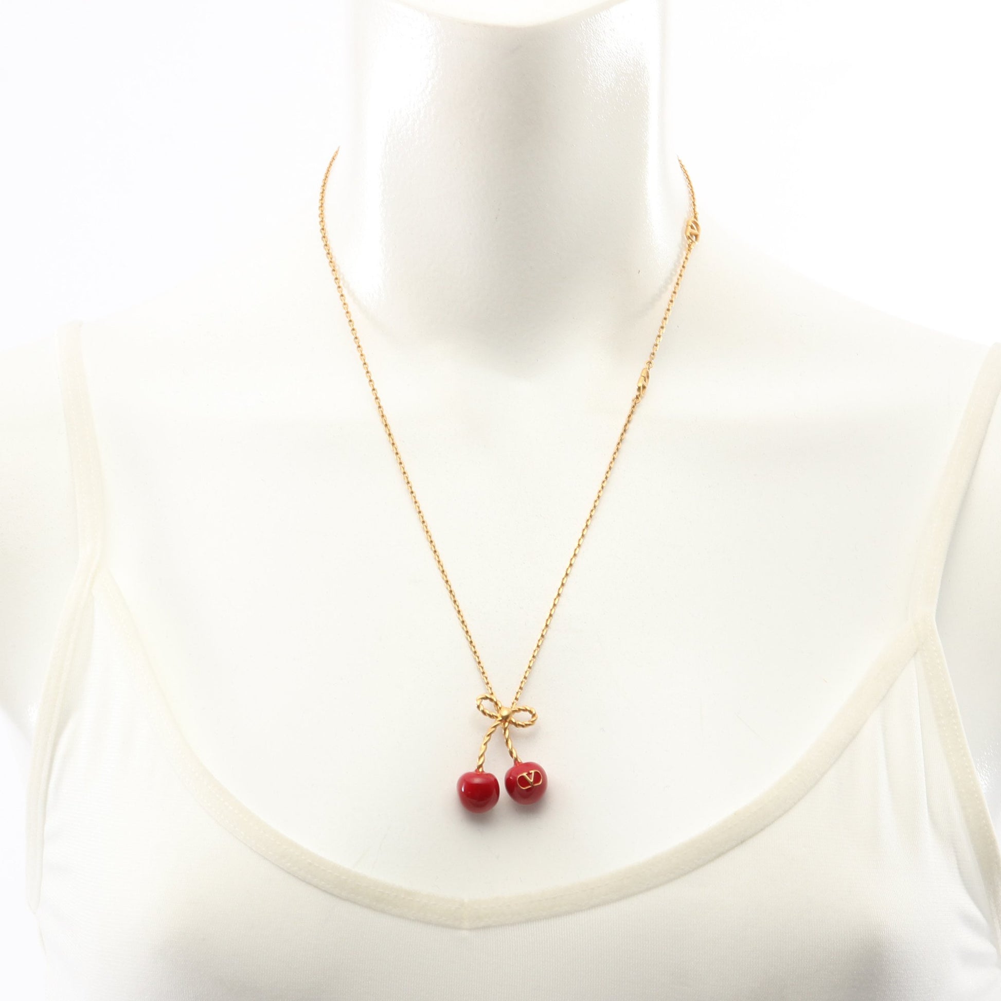 Vロゴ チェリー ネックレス GP ゴールド レッド ヴァレンティノガラヴァーニ アクセサリー VALENTINO GARAVANI
