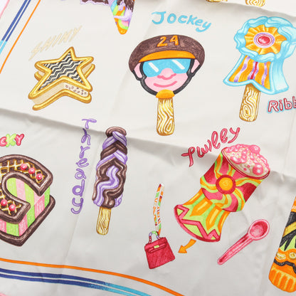 カレ70 Funny Ice Cream スカーフ シルク ライトグレー マルチカラー エルメス 財布・小物 HERMES