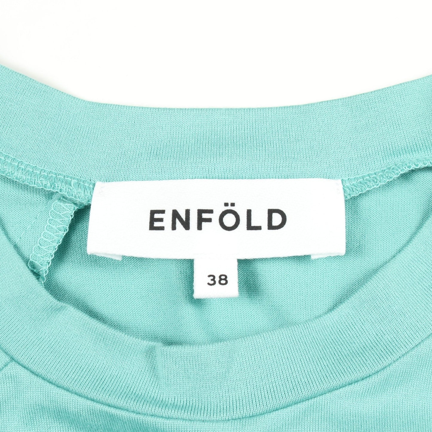 ノースリーブアシンメトリー ワンピース コットン ターコイズブルー エンフォルド ワンピース ENFOLD