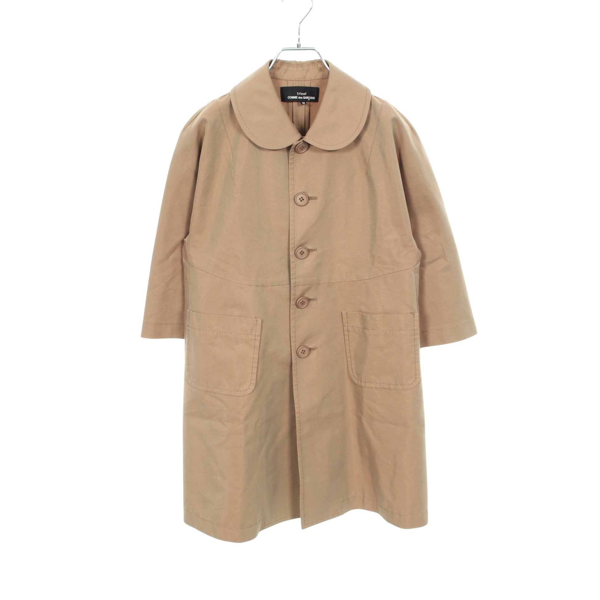 ラウンドカラー ハーフスリーブ スプリングコート コットン ブラウン トリココムデギャルソン アウター tricot COMME des GARCONS