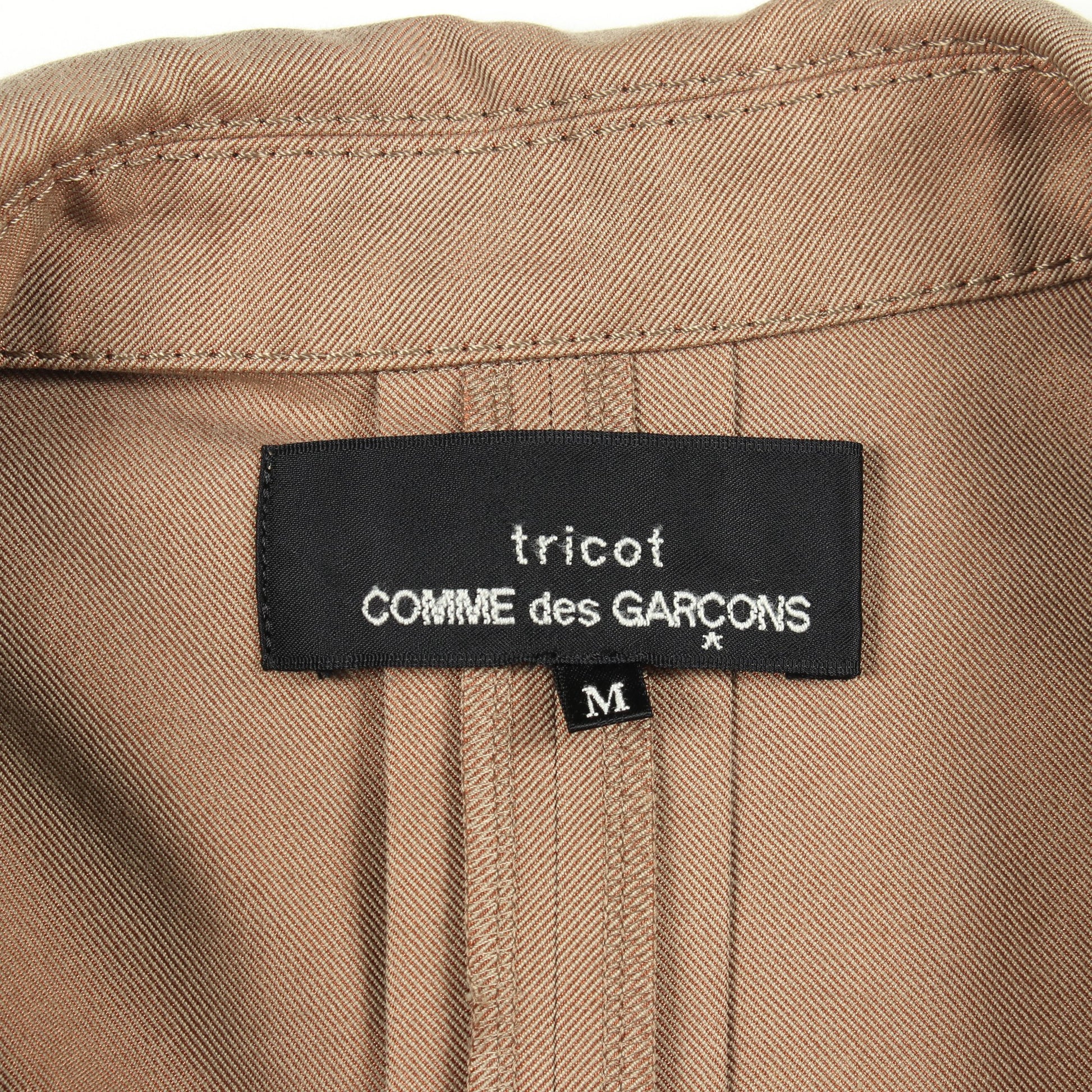 ラウンドカラー ハーフスリーブ スプリングコート コットン ブラウン トリココムデギャルソン アウター tricot COMME des GARCONS