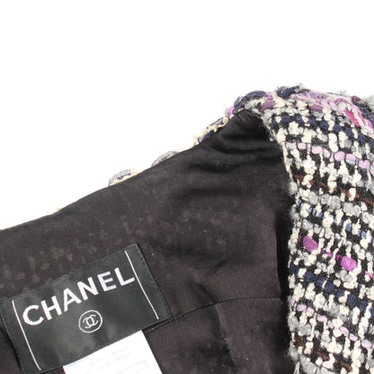 ココマーク ツイード ジャケット ウール ナイロン シルク ブラック ホワイト マルチカラー シャネル アウター CHANEL