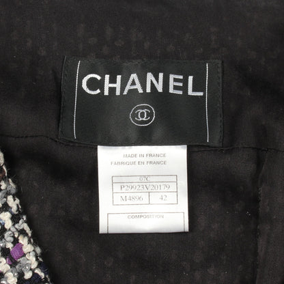 ココマーク ツイード ジャケット ウール ナイロン シルク ブラック ホワイト マルチカラー シャネル アウター CHANEL