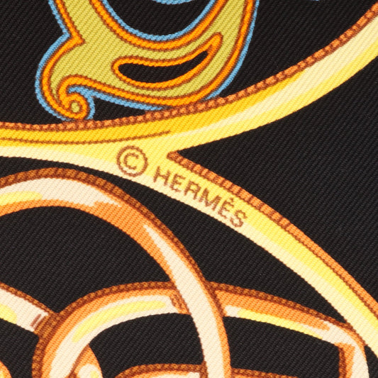 カレ90 La Charmante aux Animaux スカーフ シルク ブラック マルチカラー エルメス 財布・小物 HERMES
