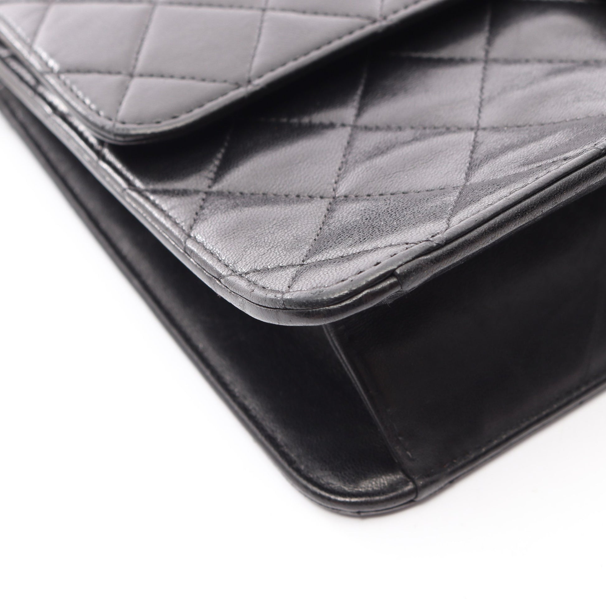 マトラッセ シングルフラップ チェーンショルダーバッグ ラムスキン ブラック ゴールド金具 シャネル バッグ CHANEL