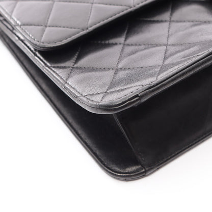 マトラッセ シングルフラップ チェーンショルダーバッグ ラムスキン ブラック ゴールド金具 シャネル バッグ CHANEL