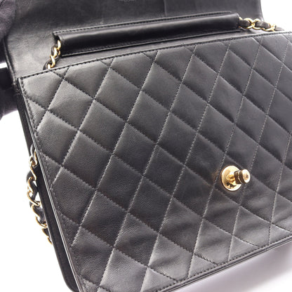 マトラッセ シングルフラップ チェーンショルダーバッグ ラムスキン ブラック ゴールド金具 シャネル バッグ CHANEL