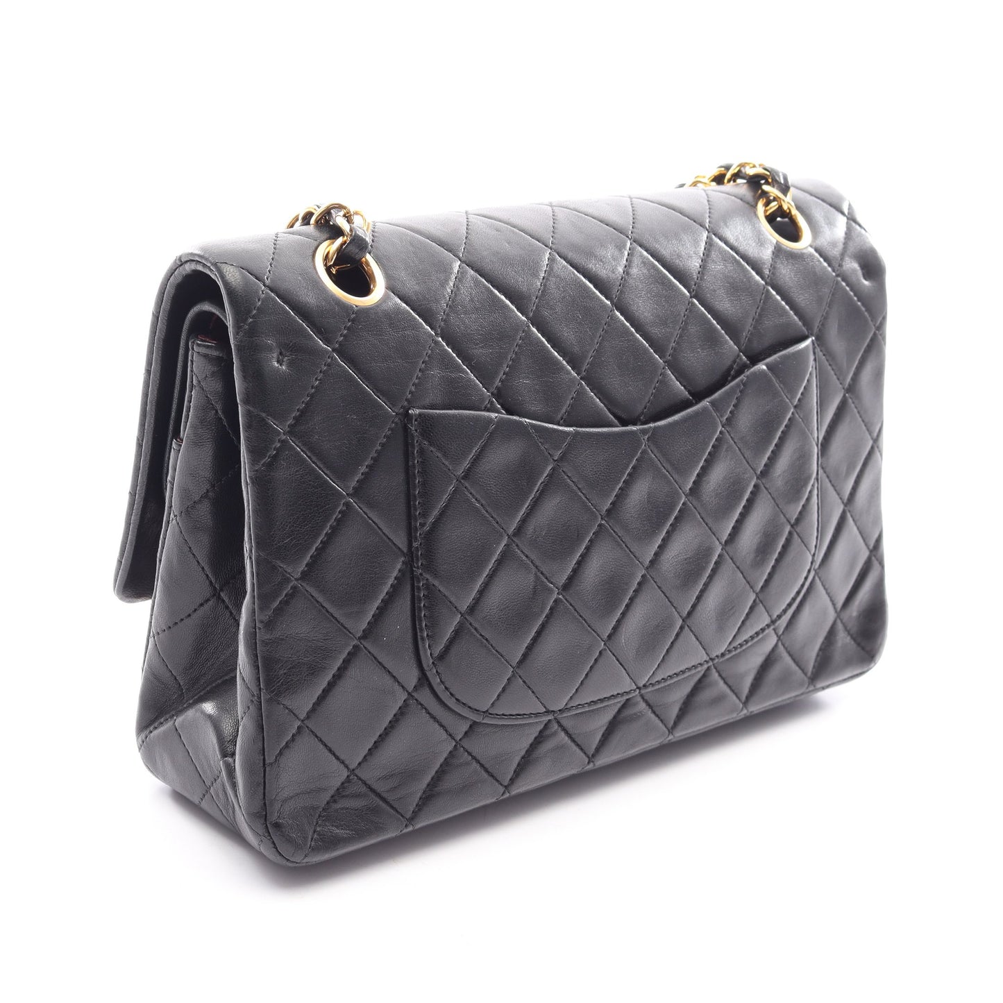 マトラッセ Wフラップ Wチェーンショルダーバッグ ラムスキン ブラック ゴールド金具 シャネル バッグ CHANEL