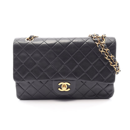 マトラッセ Wフラップ Wチェーンショルダーバッグ ラムスキン ブラック ゴールド金具 シャネル バッグ CHANEL