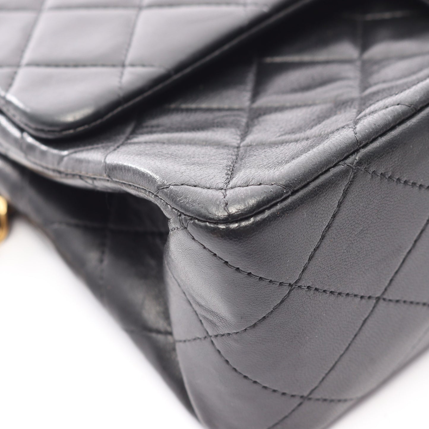 マトラッセ Wフラップ Wチェーンショルダーバッグ ラムスキン ブラック ゴールド金具 シャネル バッグ CHANEL